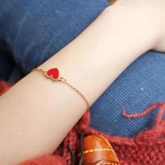 Enamel heart bracelet in red NEW - Picture 2 of 3